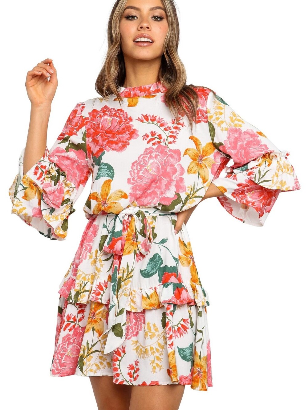Petal & Pup Floral Print Tiered Dress - Size M